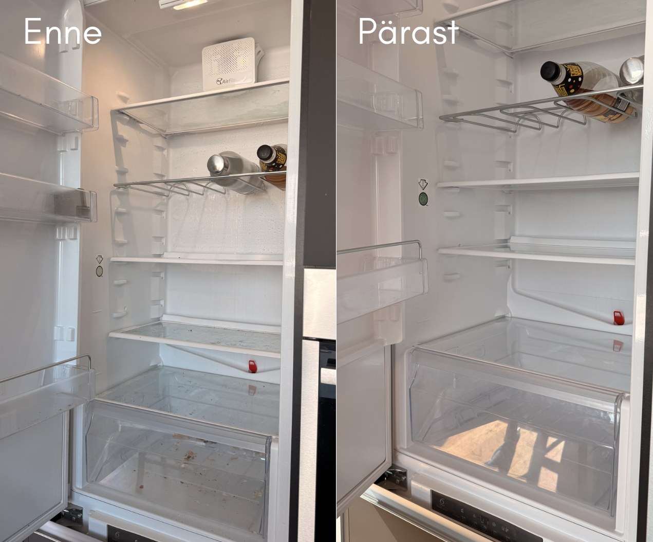 Köögisaare ja kapiuste puhastus enne ja pärast — kodukoristus Tartus